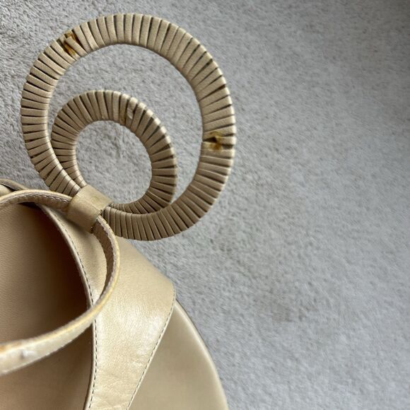 Di Sandro Bologna Neutral Tan Heeled Sandal EU 37.5 US 7-7.5 Italian Double Ring - Picture 7 of 16